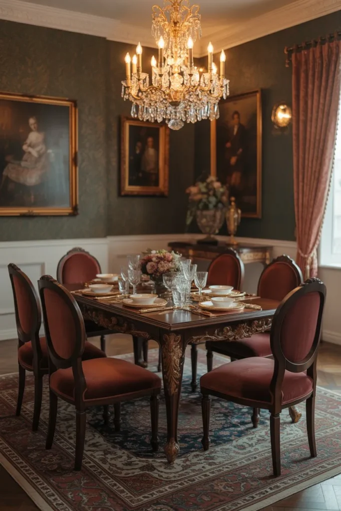 Rich Wood Dining Table as the Centerpiece
