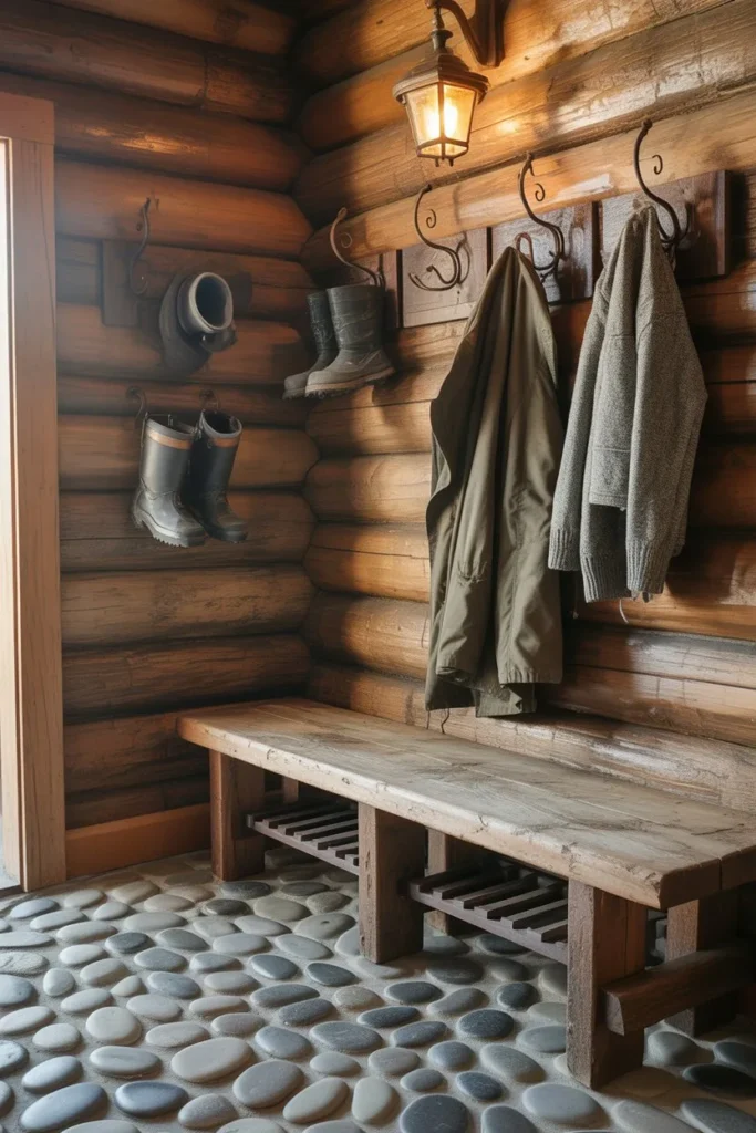 19 Mudroom Ideas for Small Spaces That Stay Organized Rustic Log Cabin Boot Room