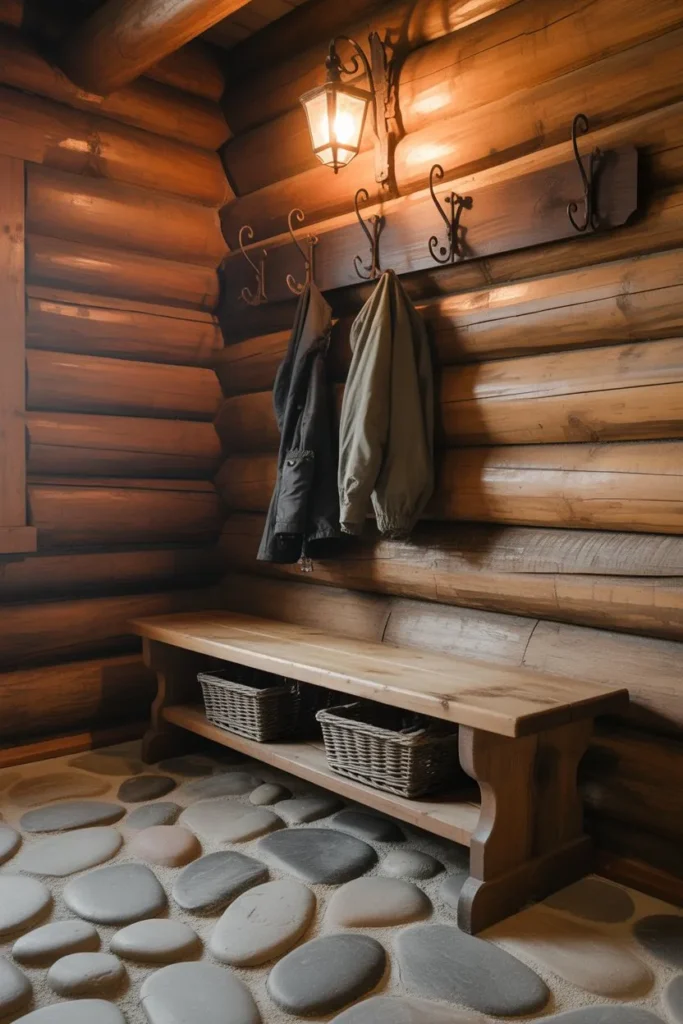 17 Small Mudroom Ideas for a Clean Entryway Look Rustic Log Cabin Boot Room