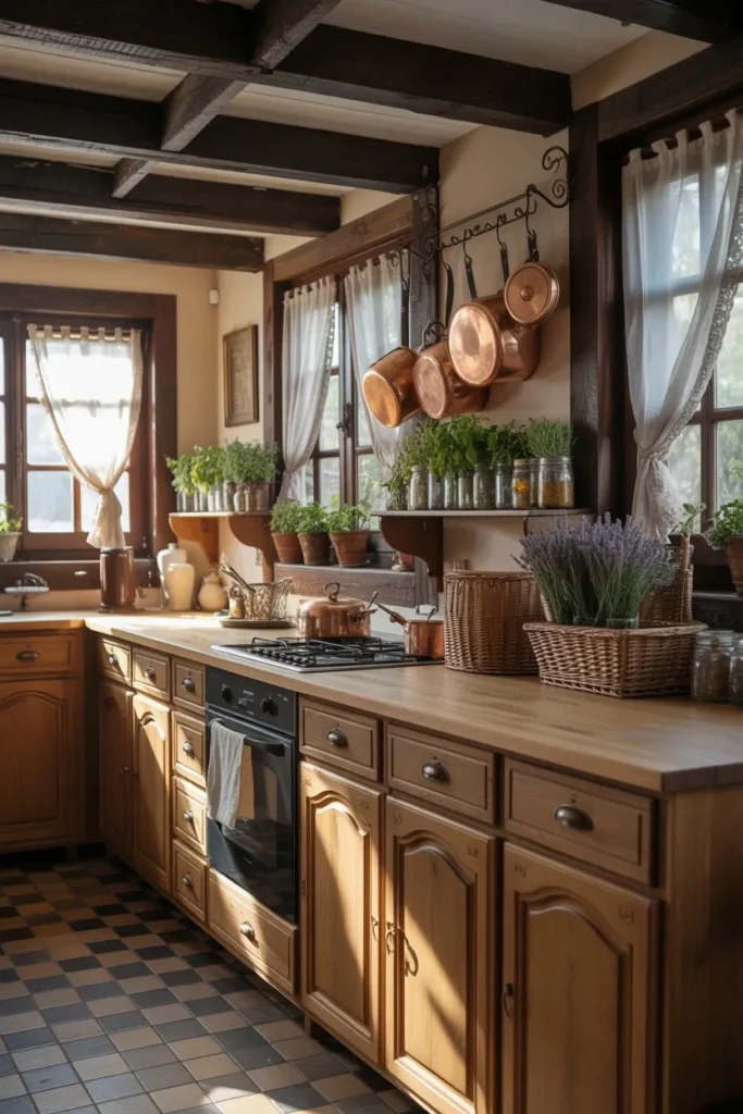 Rustic Parisian Kitchen with Wooden Accents