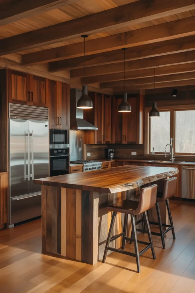 Rustic Wood Kitchen with Modern Touches