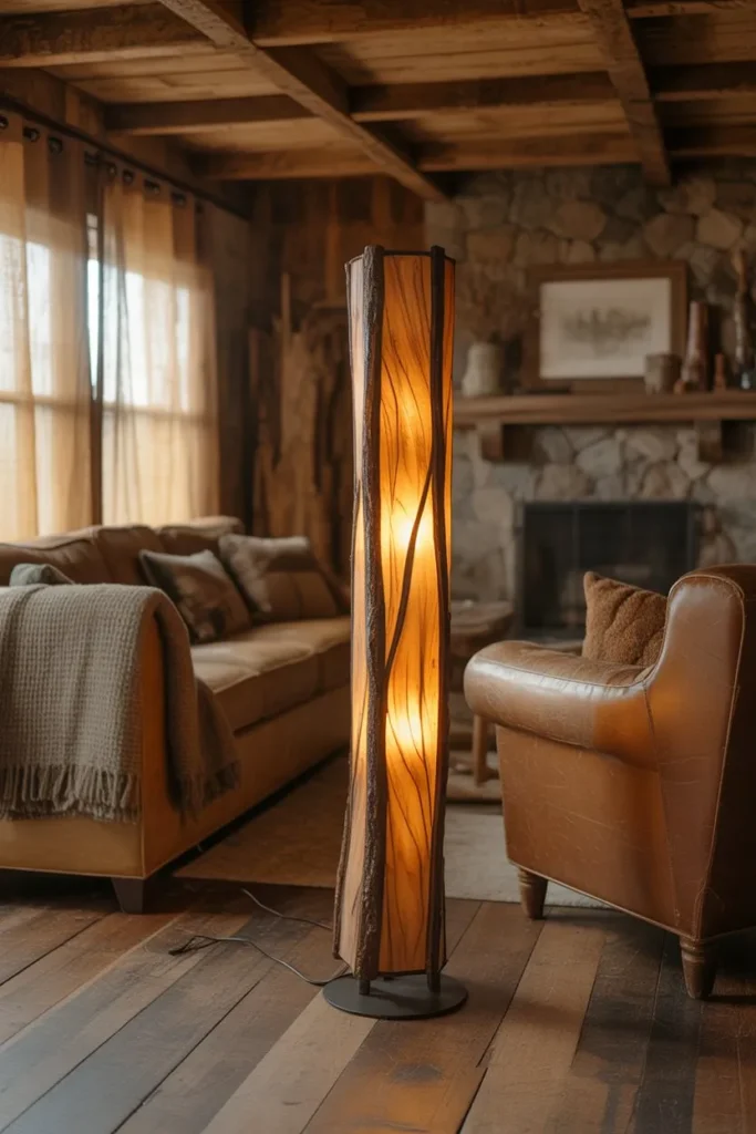 Rustic Wooden Floor Lamp