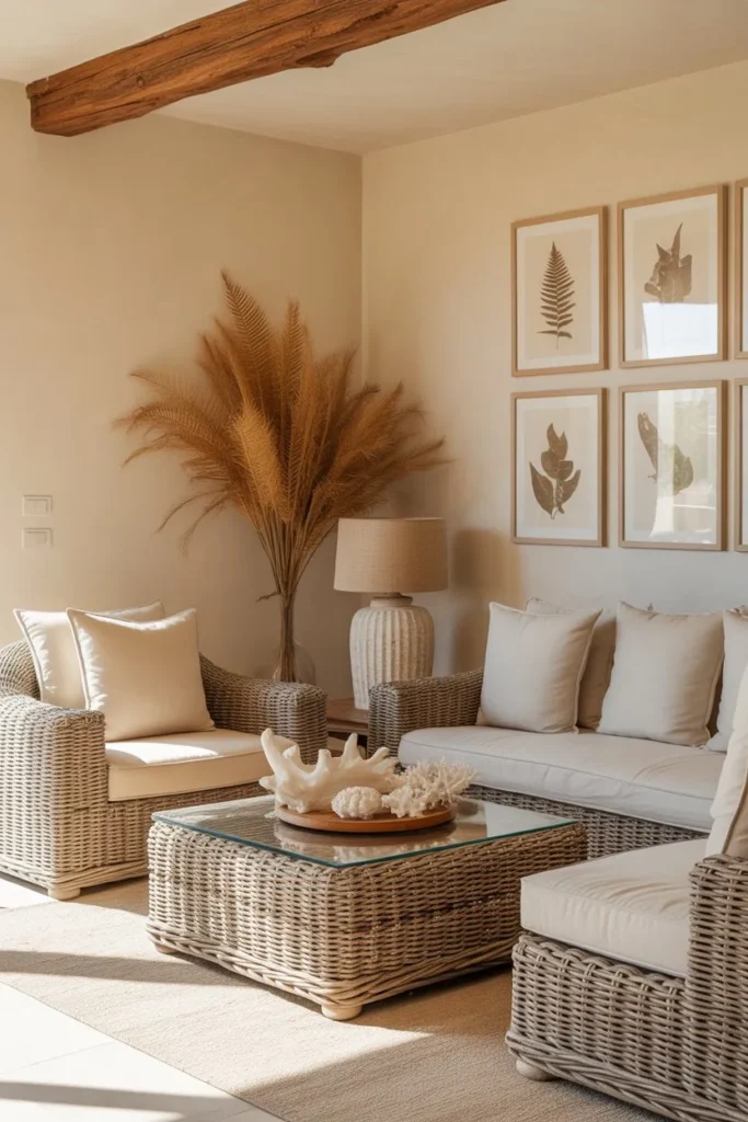 Sand-Toned Linen and Wicker Textures