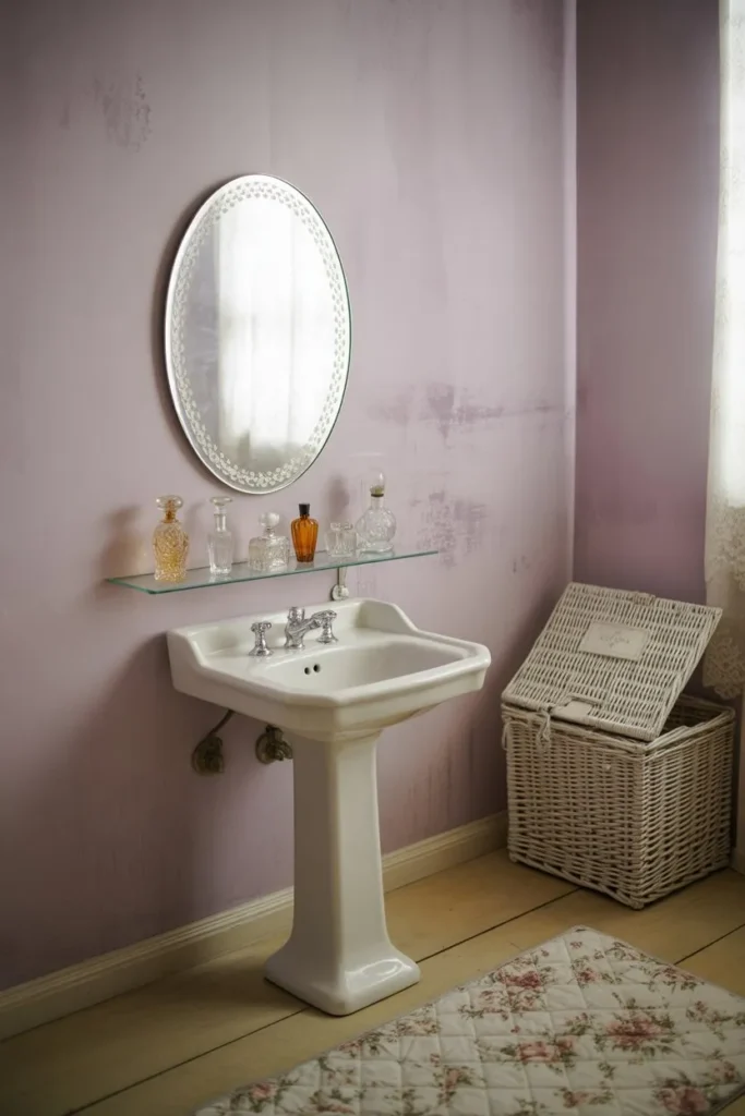13 Vintage Bathroom Ideas for a Timeless Elegant Look Shabby Chic Mauve and Lace Nook
