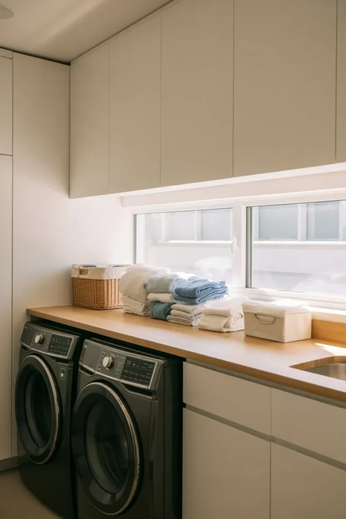Side-by-Side Washer Dryer with Counter Layout