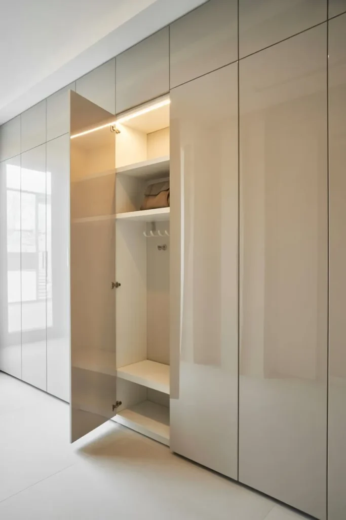 Sleek All-White Hidden Closet Bench