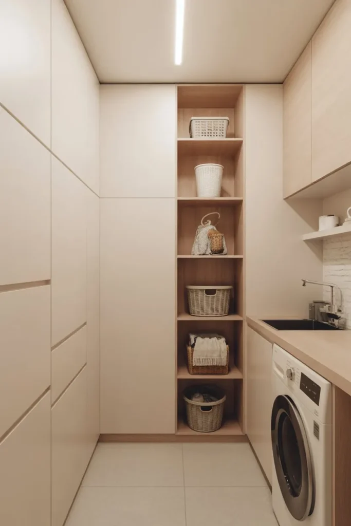 Slim Vertical Shelving for Small Spaces