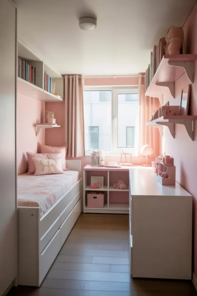 Small Girls Room with Smart Storage Layout