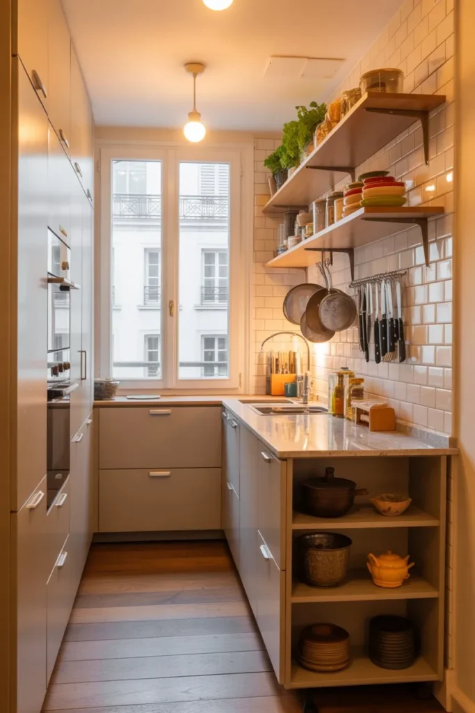 Small Parisian Kitchen with Smart Storage
