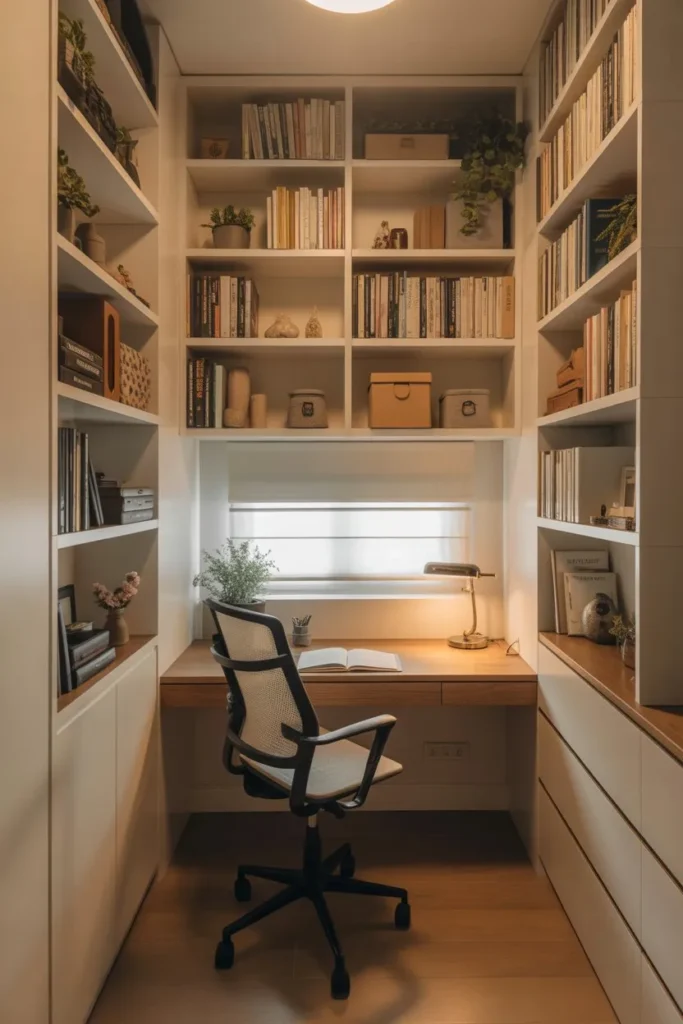 Small Study Room with Built-In Shelves