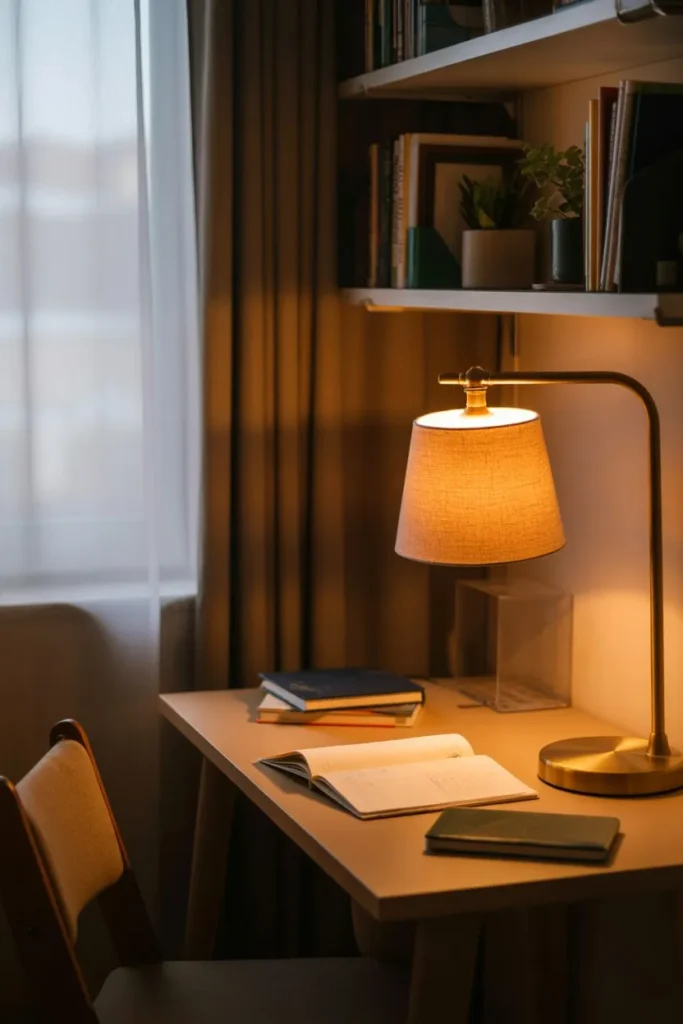 Small Study Room with Soft Lighting Setup