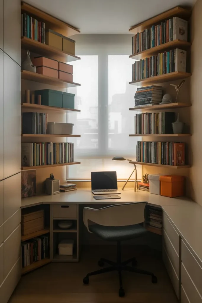 Small Study Room with Vertical Storage Units