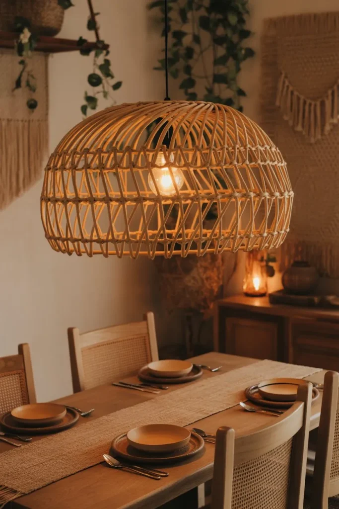 Statement Pendant Lighting with Natural Materials