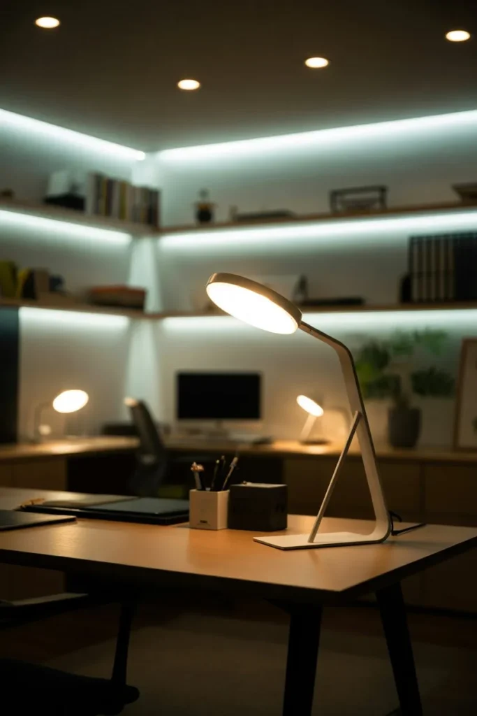 Study Room with Layered Lighting Setup