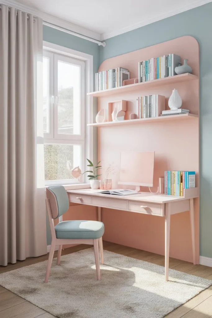 Study Room with Soft Pastel Colors