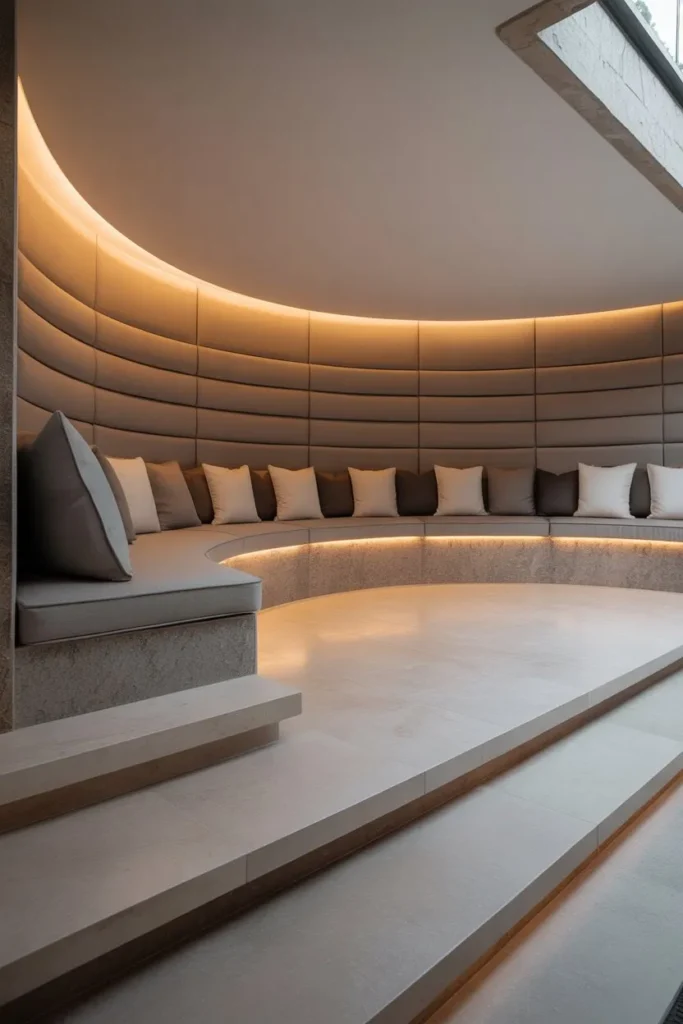 Sunken Living Room with Built-In Seating