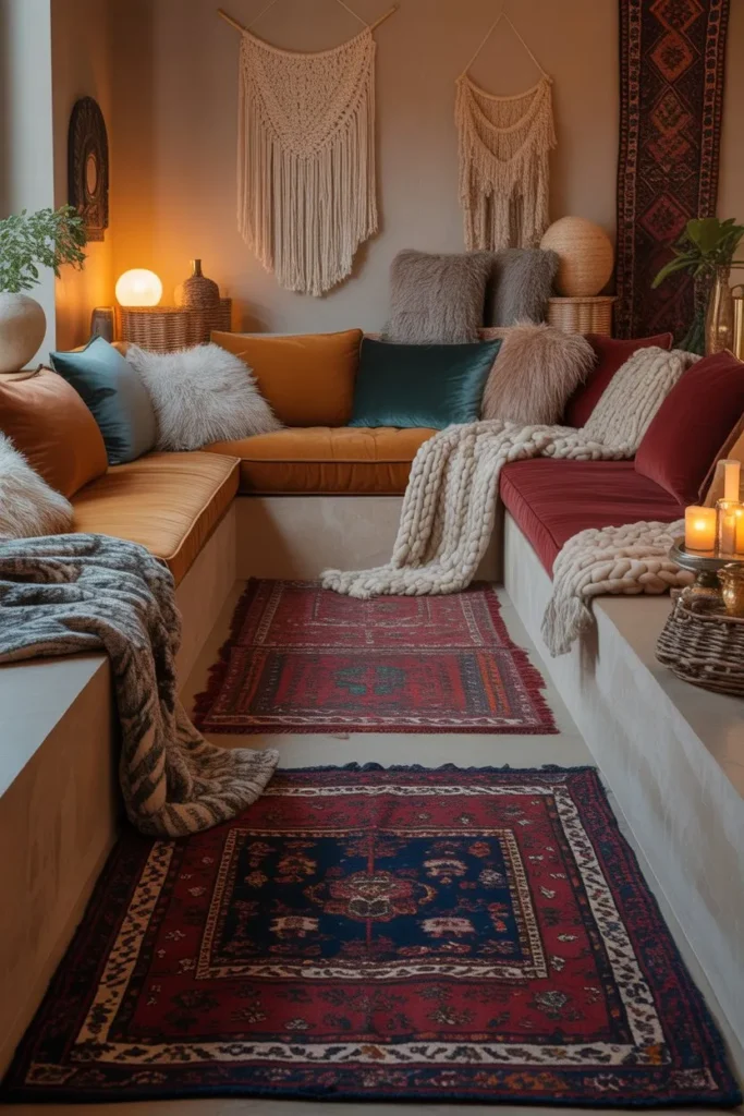 Sunken Living Room with Layered Textures