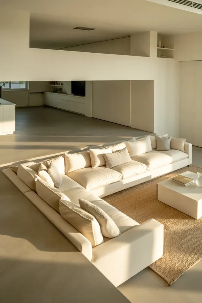 Sunken Living Room with Neutral Color Palette