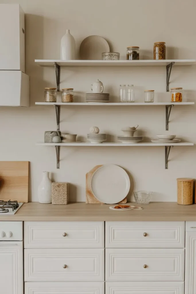 Symmetrical Shelf Styling for Clean Look