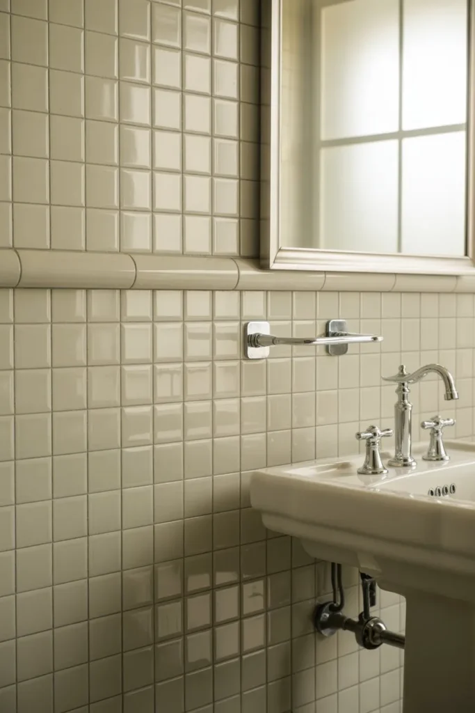 Tile Pattern Bathroom Wallpaper for a Classic Feel