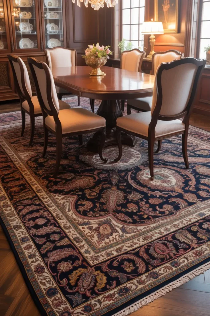 Traditional Rug to Anchor the Dining Space