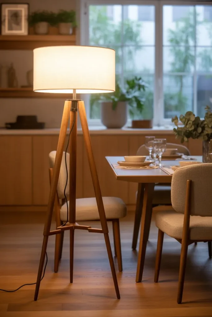Tripod Wooden Floor Lamp