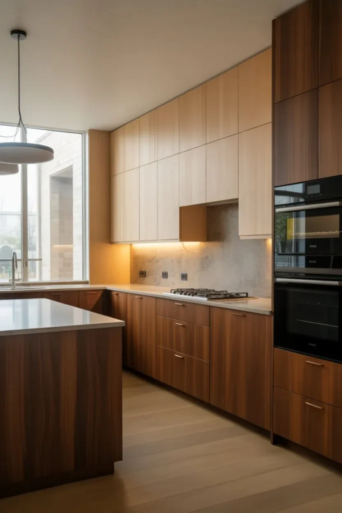 Two-Tone Wood Kitchen for Visual Balance