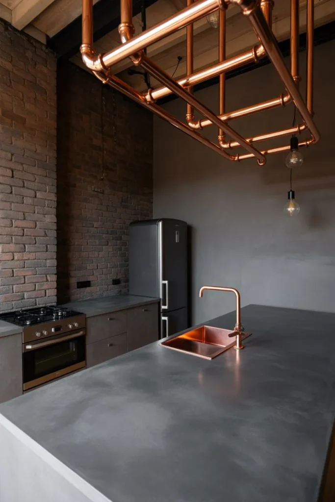 21 Narrow Kitchen Ideas to Maximize Every Inch Smartly Urban Concrete and Copper Loft