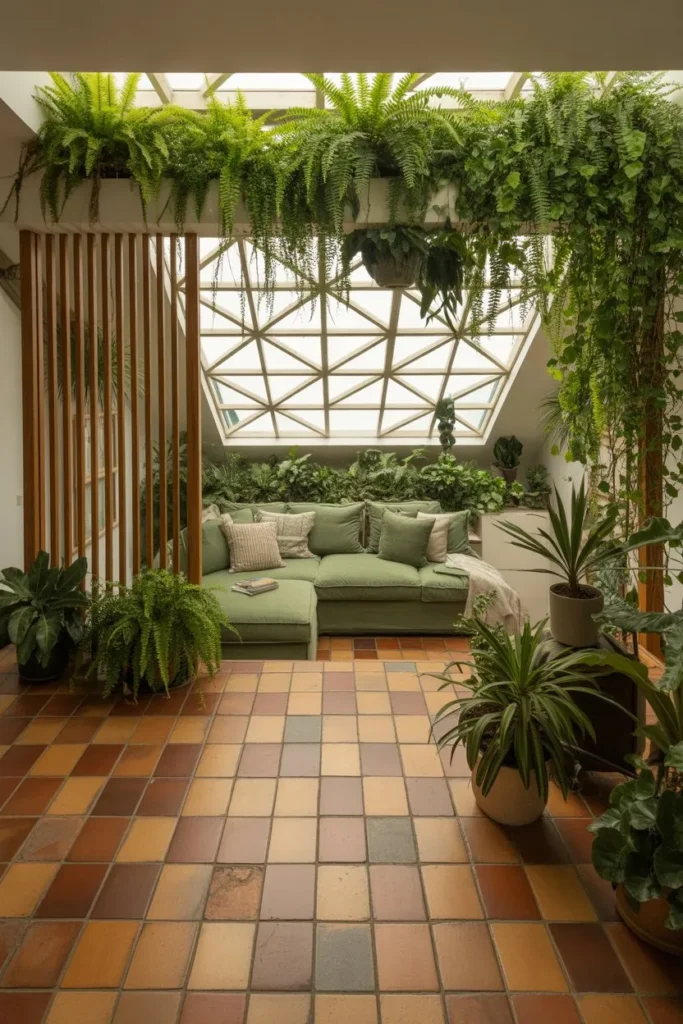 27 Split Level Living Room Ideas for a Modern Flow Urban-Jungle-Sunroom-Transition.webp