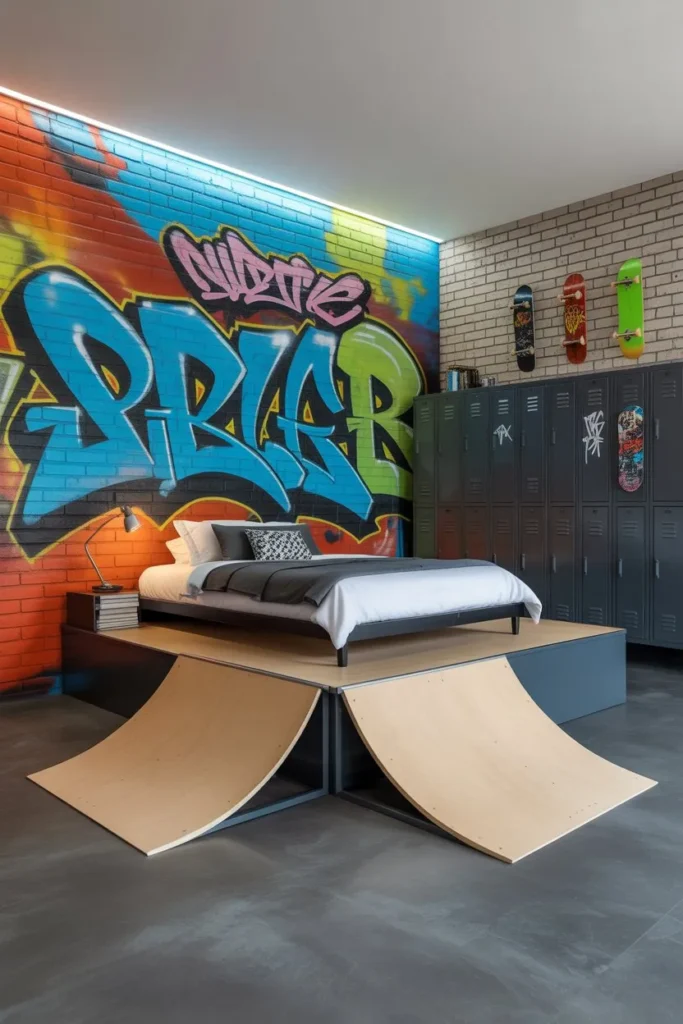 15 Kids Bedroom Ideas for a Fun Creative Space Urban Skate Park Graffiti Studio