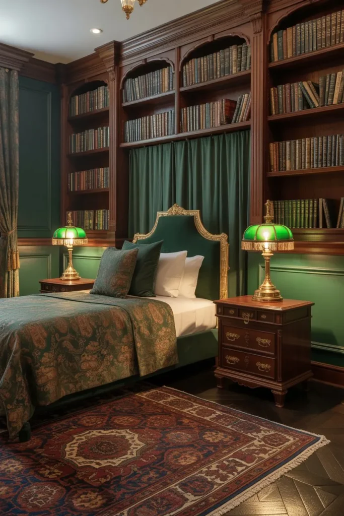 Victorian Emerald and Gold Library