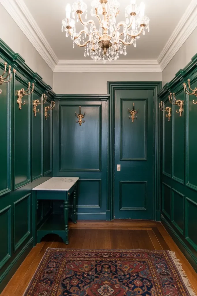17 Small Mudroom Ideas for a Clean Entryway Look Victorian Emerald and Marble Elegance