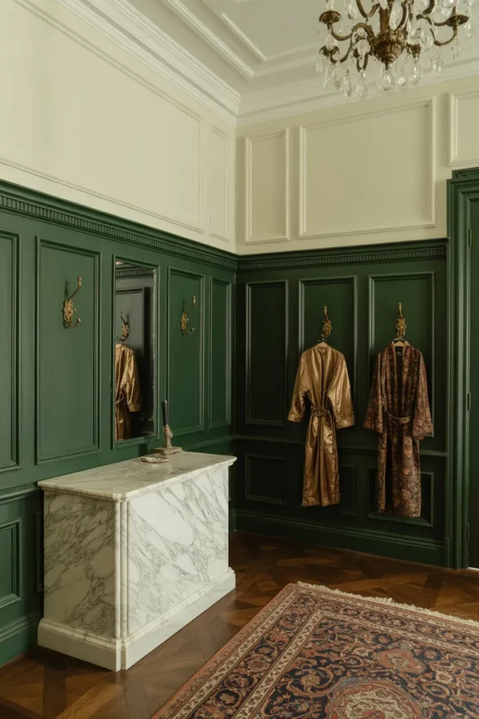 Victorian Forest Green and Marble Opulence