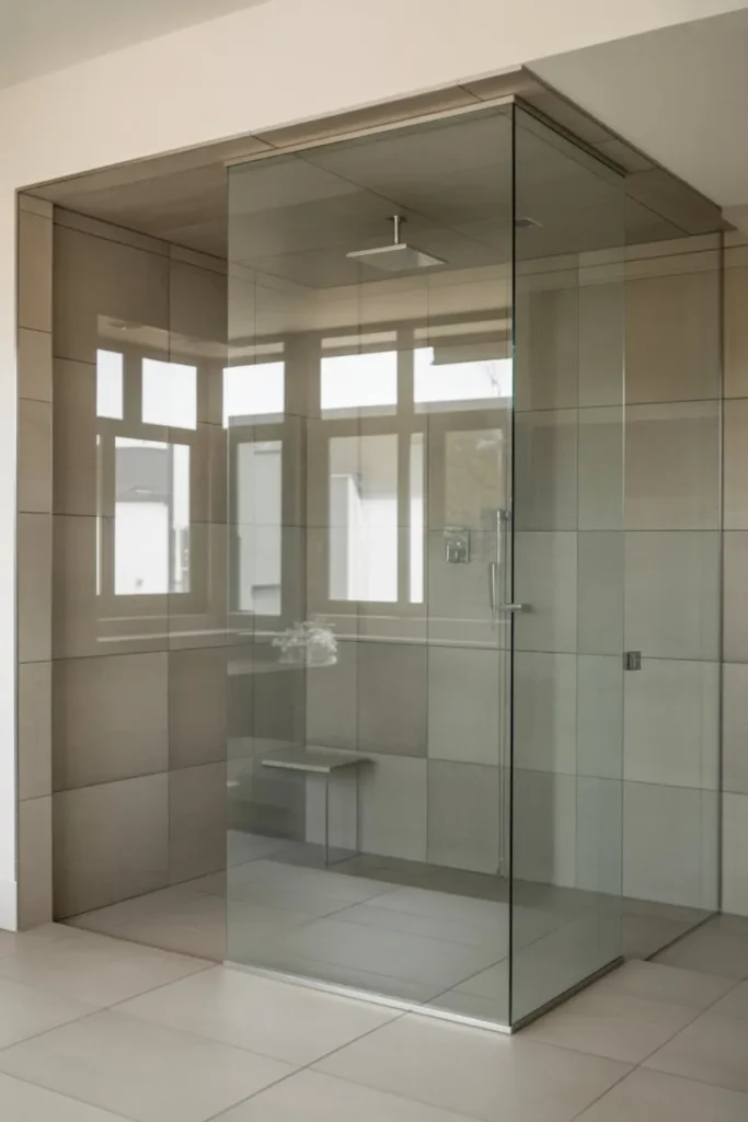 Walk-In Shower with Seamless Glass Design