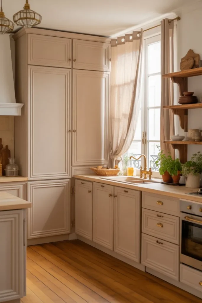 Warm Beige Neutral Parisian Kitchen