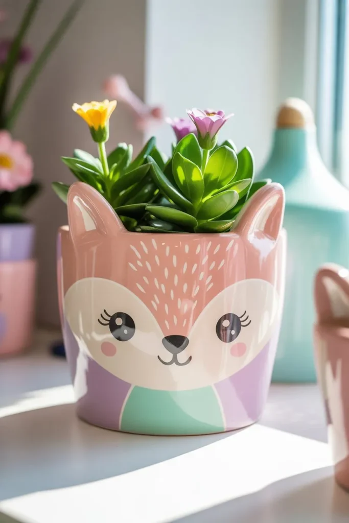 Whimsical Animal Face Pot