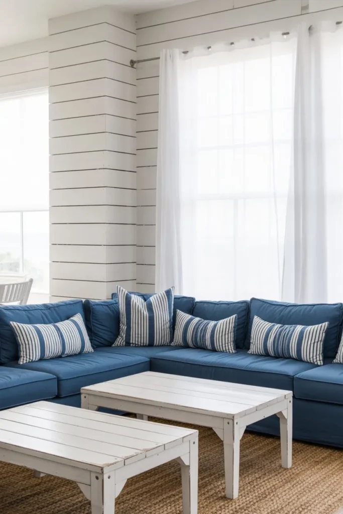 Whitewashed Shiplap and Navy Accents