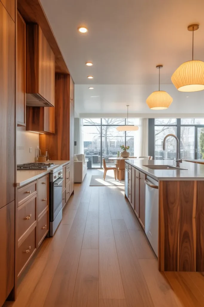 Wood Kitchen with Black Accent Contrast