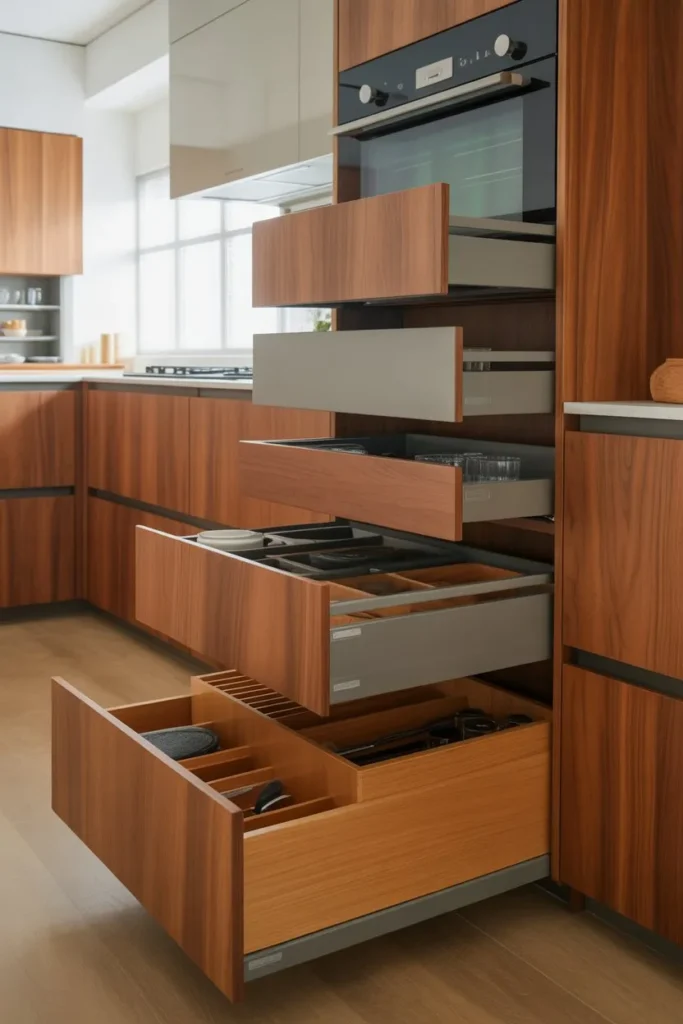 Wood Kitchen with Smart Storage Integration