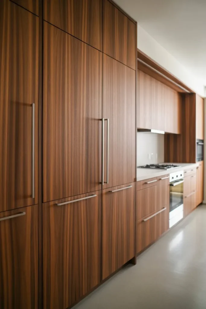 Wood Kitchen with Vertical Grain Cabinets