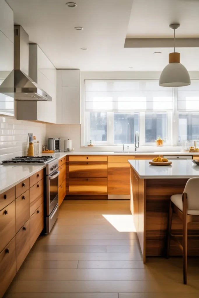 Wood Kitchen with White and Wood Balance