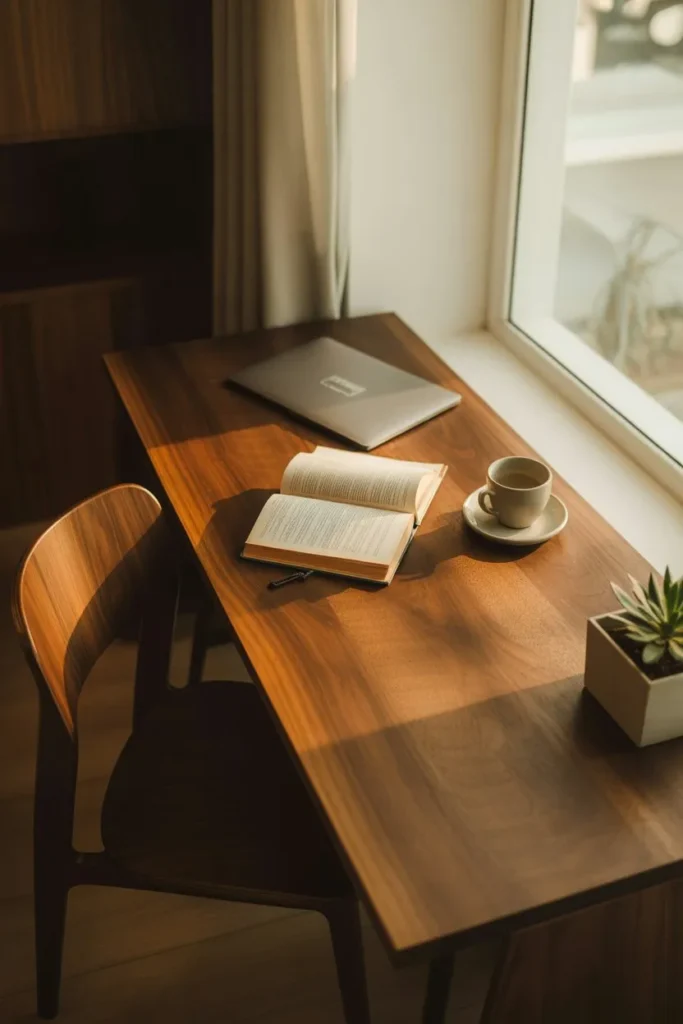 Wooden Desk with Natural Light