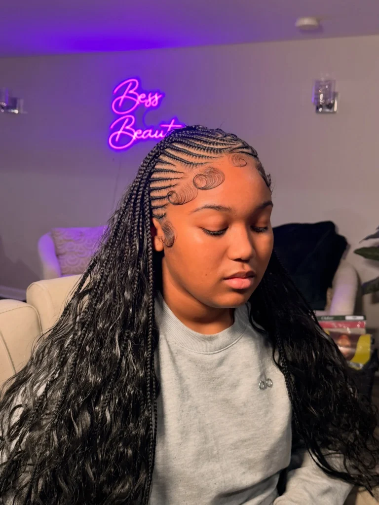 Half Up Cornrow Style