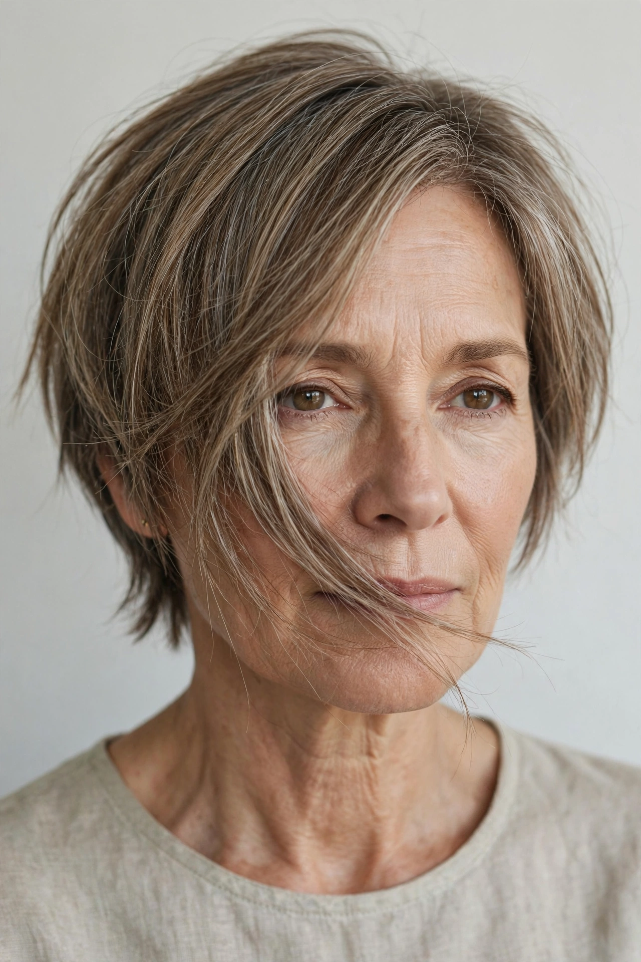 Deep Side-Part Asymmetrical Shag for Fine Hair
