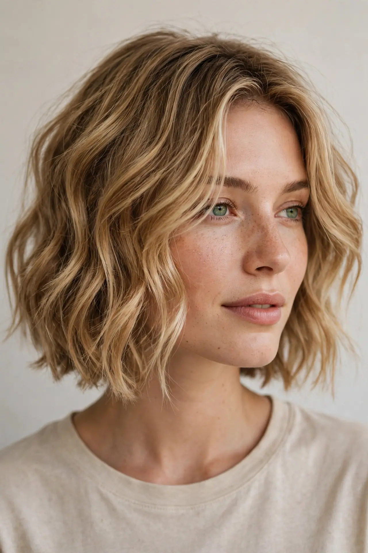 Beach-Waved Bob with a Soft Angle