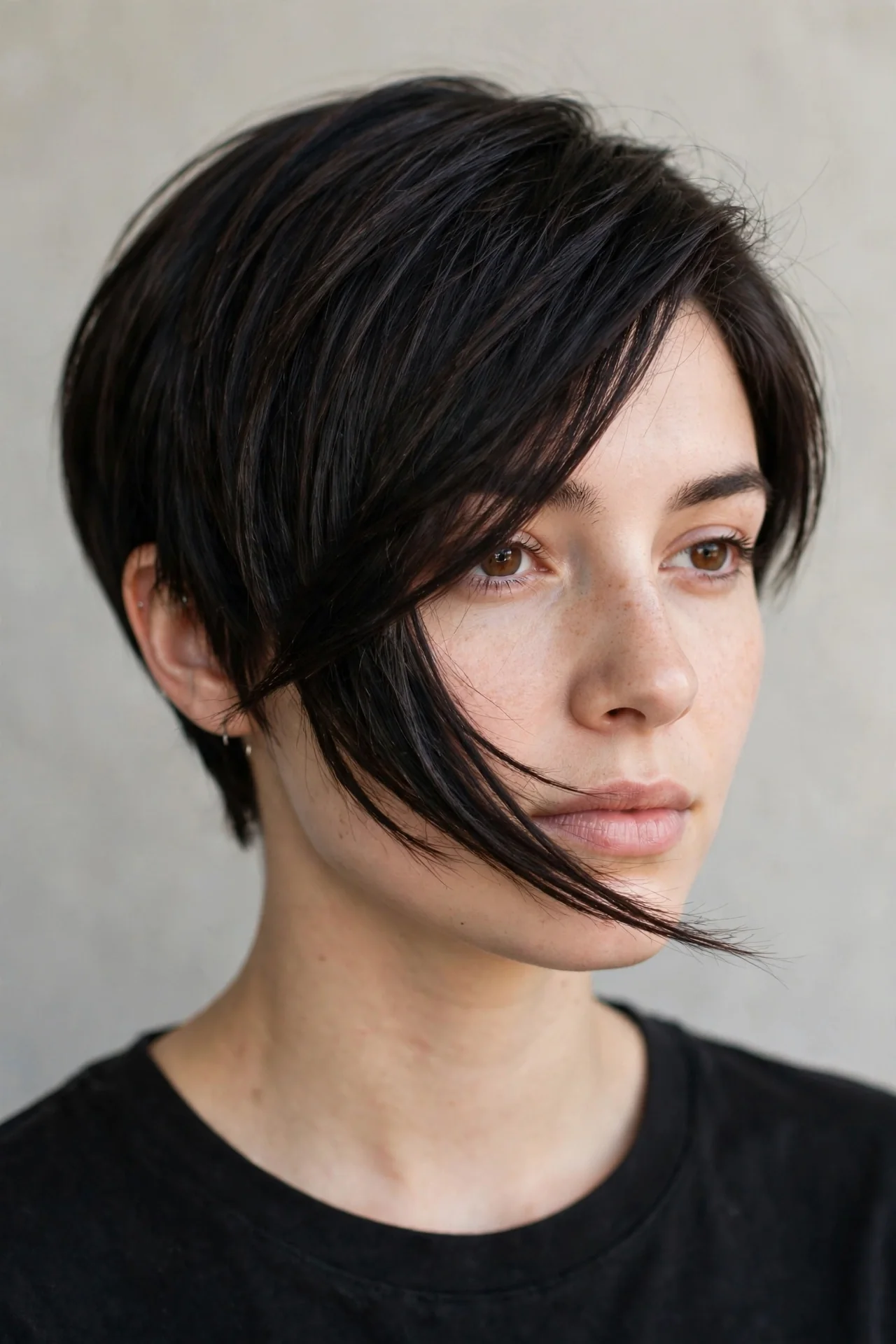 Pixie-Short Bob with an Angled Fringe