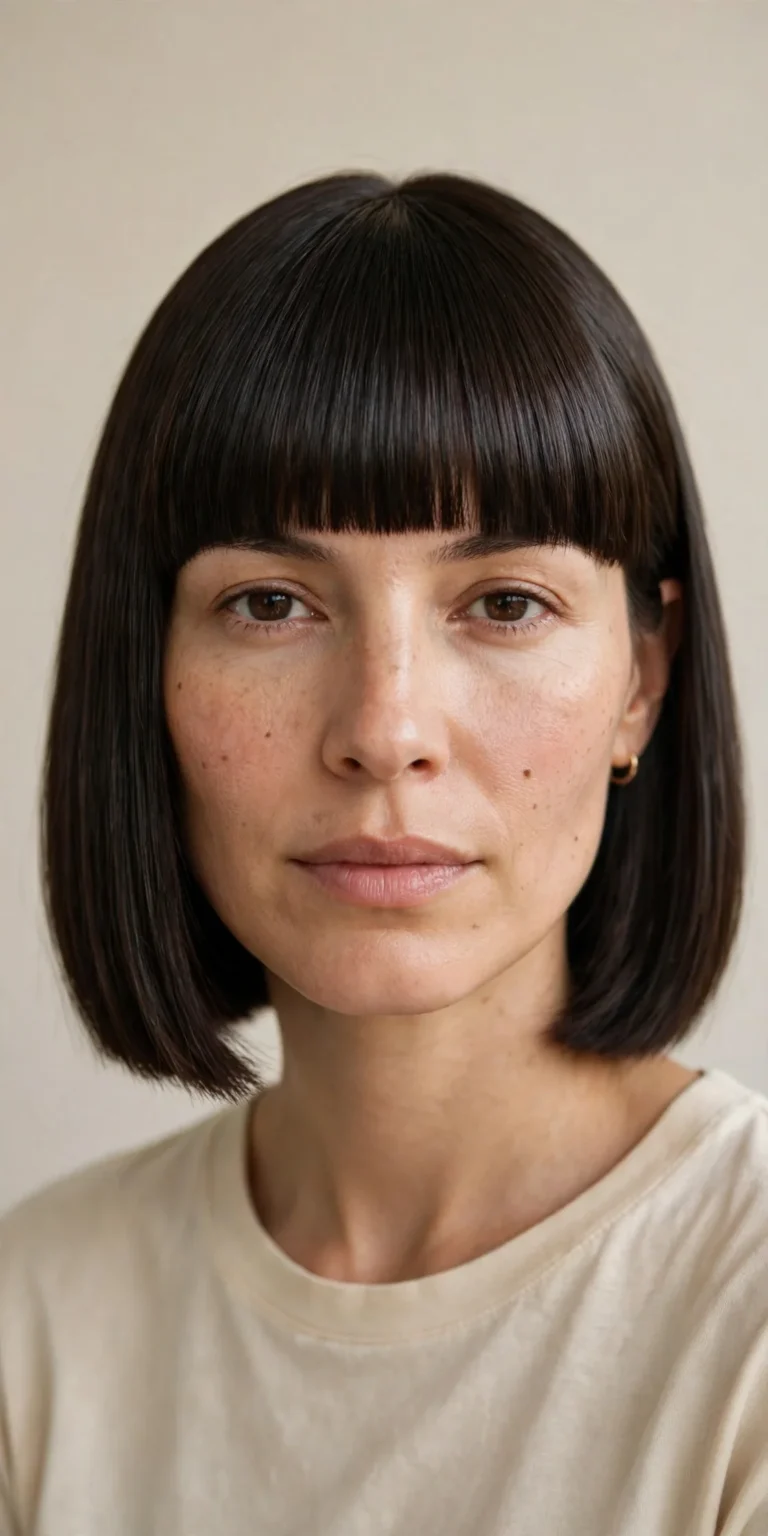 The Classic Blunt Cut with a Full Fringe