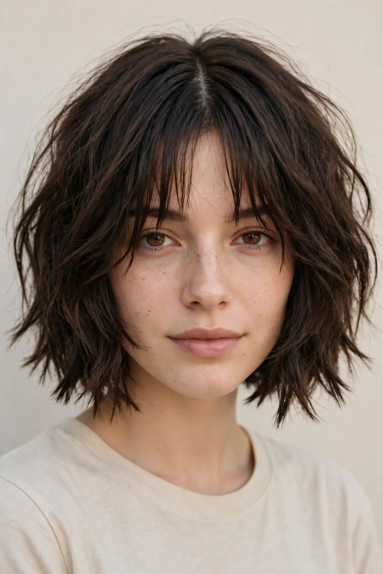 The Textured Choppy Bob with Curtain Bangs