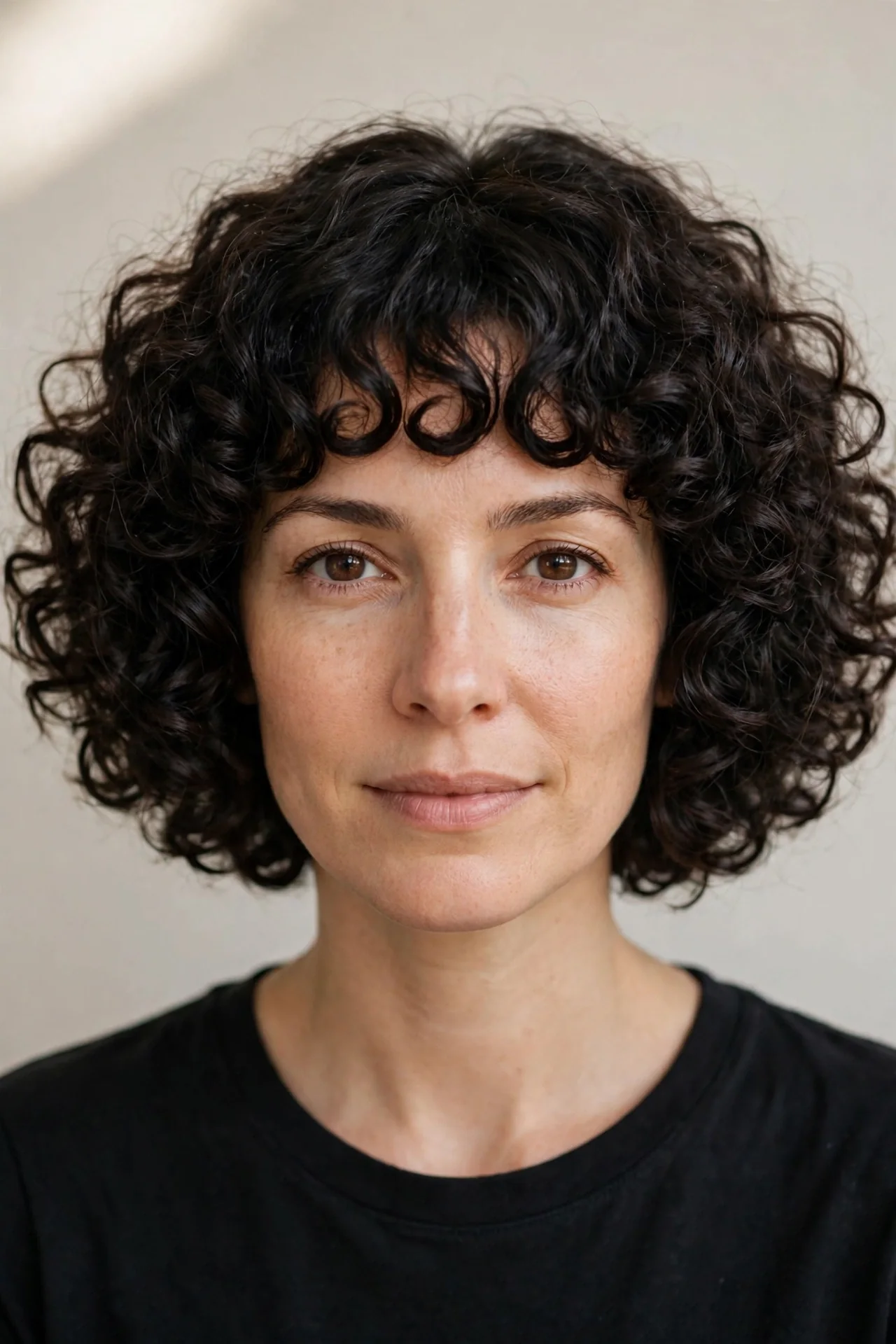 The Curly Chin Bob with Curly Bangs