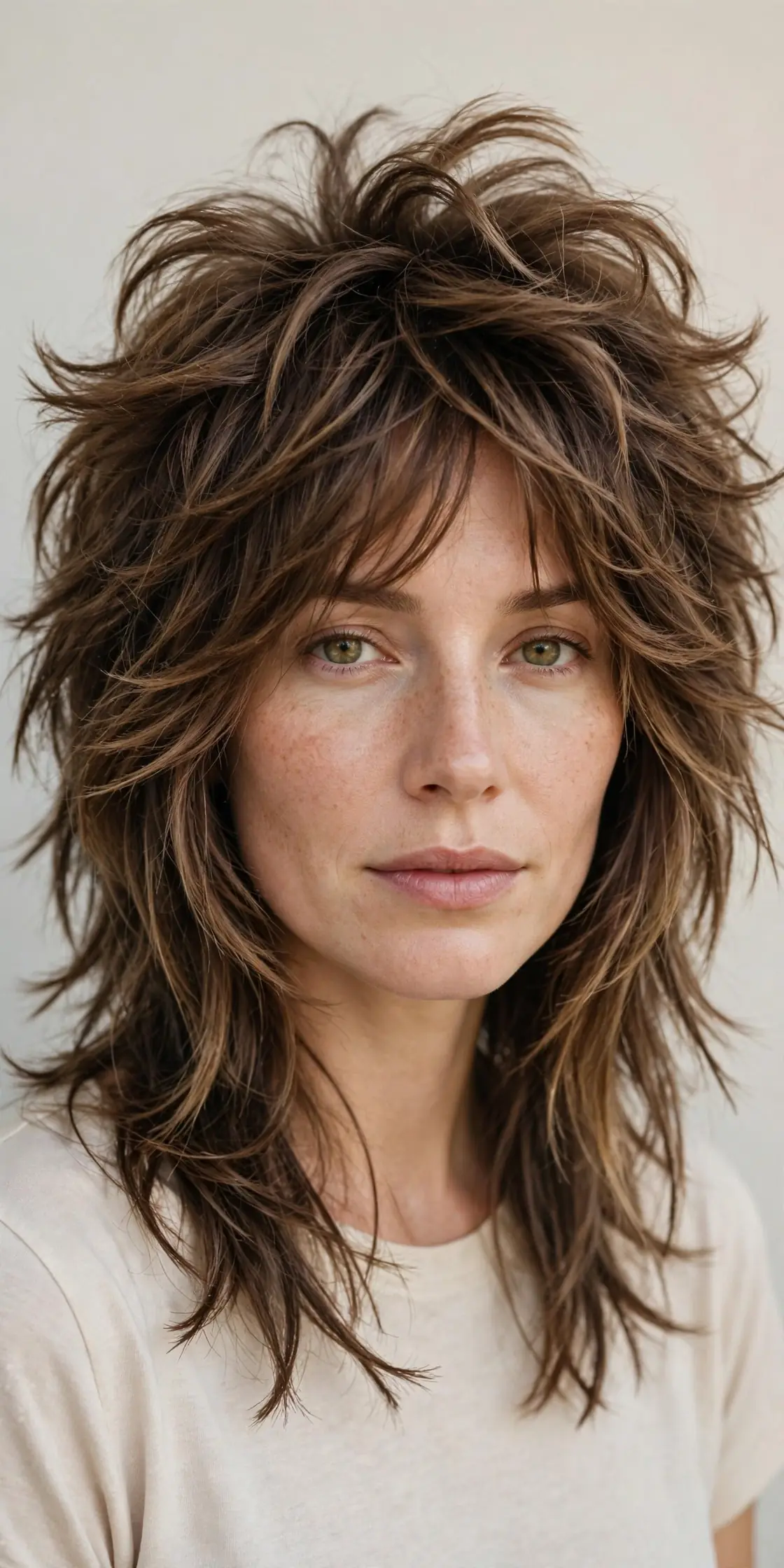 Choppy Shag With Feathered Crown Layers for Medium Lengths
